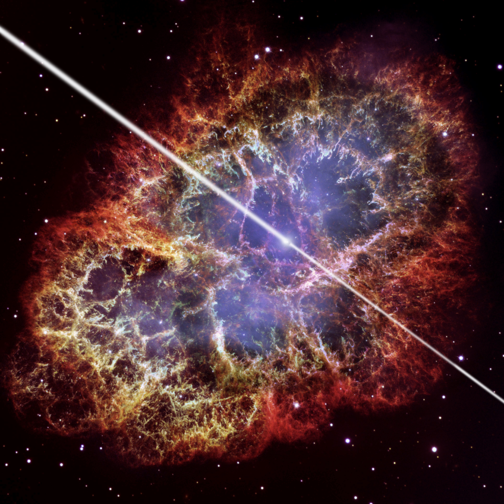 NASA Chandra X-ray image of the Crab Nebula pulsar at the center of a supernova remnant