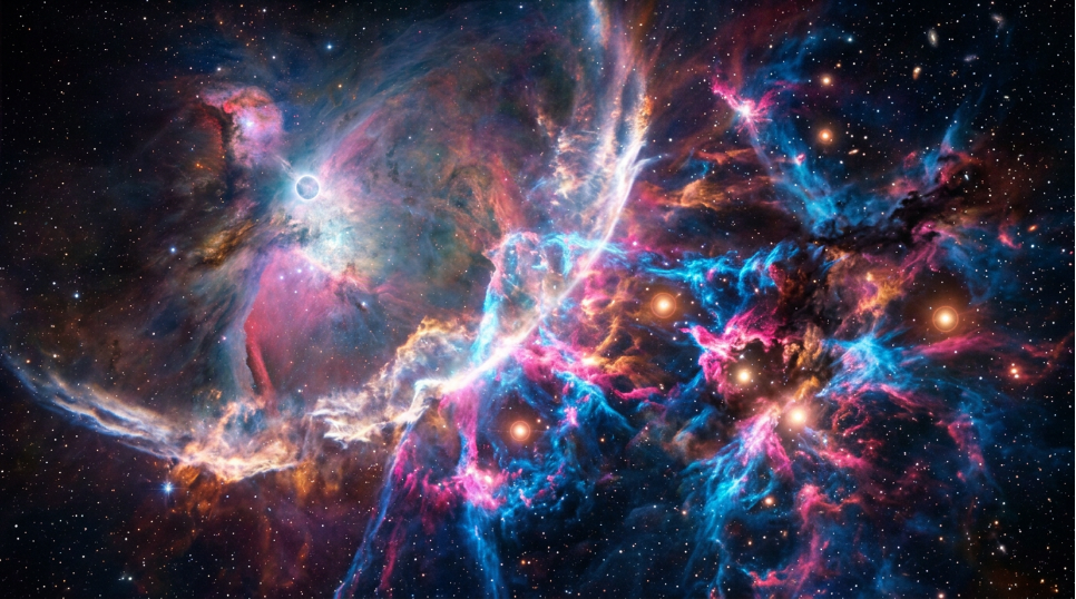 supernova shockwave triggering new star formation in a surrounding gas cloud